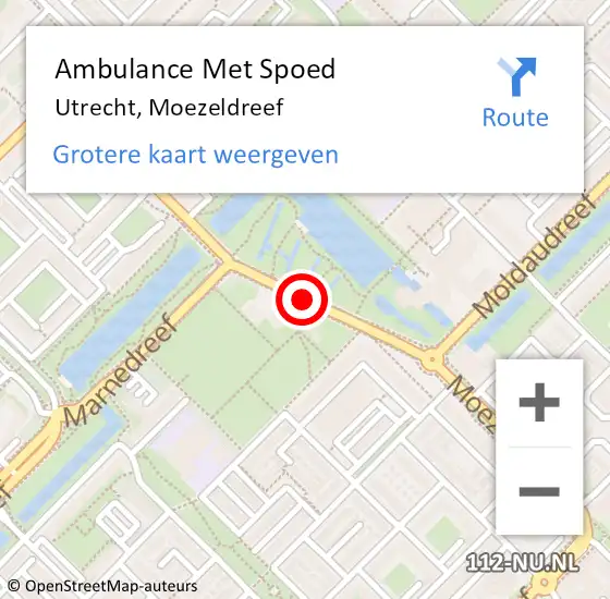 Locatie op kaart van de 112 melding: Ambulance Met Spoed Naar Utrecht, Moezeldreef op 3 november 2016 14:50