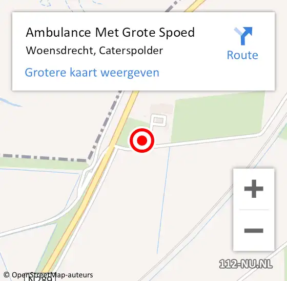 Locatie op kaart van de 112 melding: Ambulance Met Grote Spoed Naar Woensdrecht, Caterspolder op 3 november 2016 14:51
