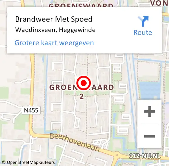 Locatie op kaart van de 112 melding: Brandweer Met Spoed Naar Waddinxveen, Heggewinde op 31 december 2013 22:32