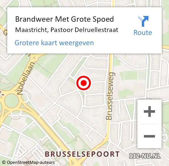 Locatie op kaart van de 112 melding: Brandweer Met Grote Spoed Naar Maastricht, Pastoor Delruellestraat op 3 november 2016 15:54