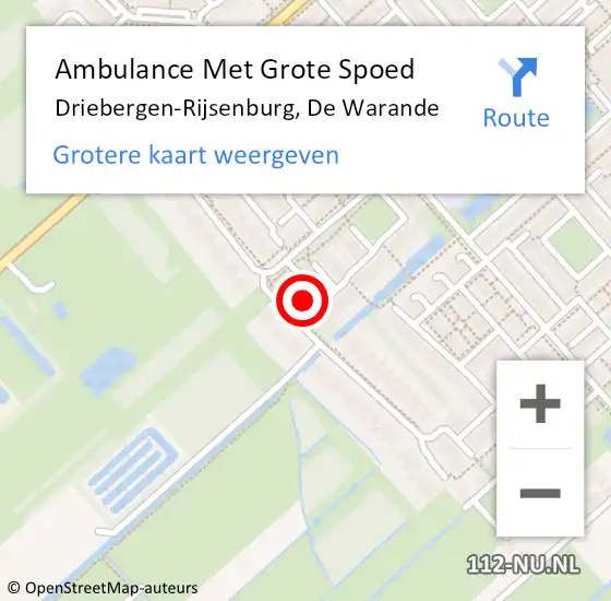 Locatie op kaart van de 112 melding: Ambulance Met Grote Spoed Naar Driebergen-Rijsenburg, De Warande op 3 november 2016 15:57