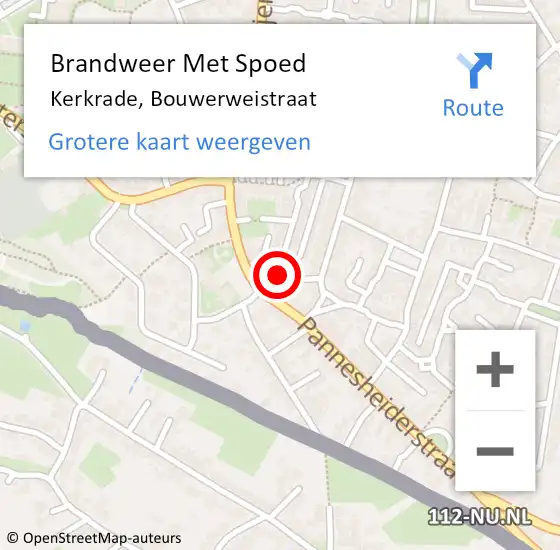 Locatie op kaart van de 112 melding: Brandweer Met Spoed Naar Kerkrade, Bouwerweistraat op 3 november 2016 16:36