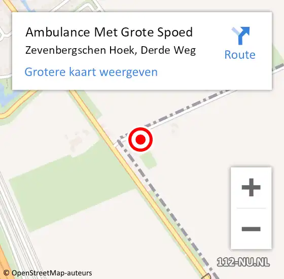 Locatie op kaart van de 112 melding: Ambulance Met Grote Spoed Naar Zevenbergschen Hoek, Derde Weg op 3 november 2016 17:32