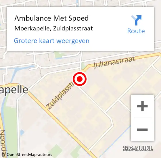 Locatie op kaart van de 112 melding: Ambulance Met Spoed Naar Moerkapelle, Zuidplasstraat op 3 november 2016 17:33