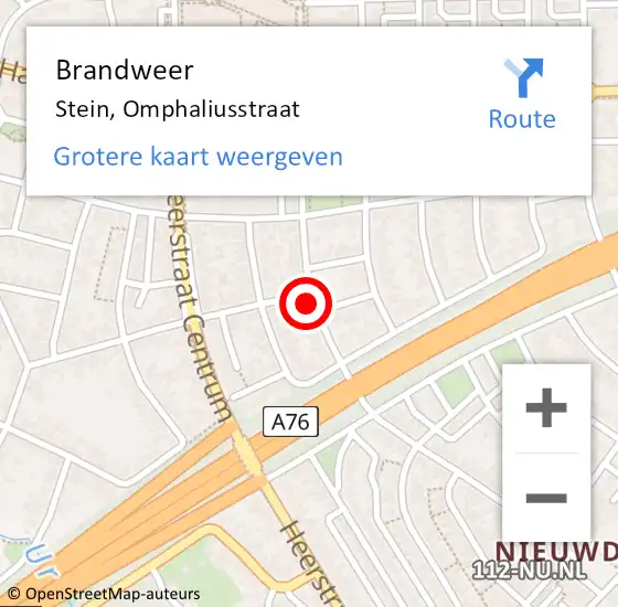 Locatie op kaart van de 112 melding: Brandweer Stein, Omphaliusstraat op 31 december 2013 22:40