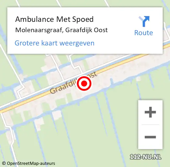 Locatie op kaart van de 112 melding: Ambulance Met Spoed Naar Molenaarsgraaf, Graafdijk Oost op 3 november 2016 18:11