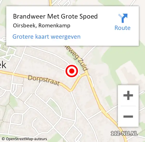 Locatie op kaart van de 112 melding: Brandweer Met Grote Spoed Naar Oirsbeek, Romenkamp op 3 november 2016 18:13