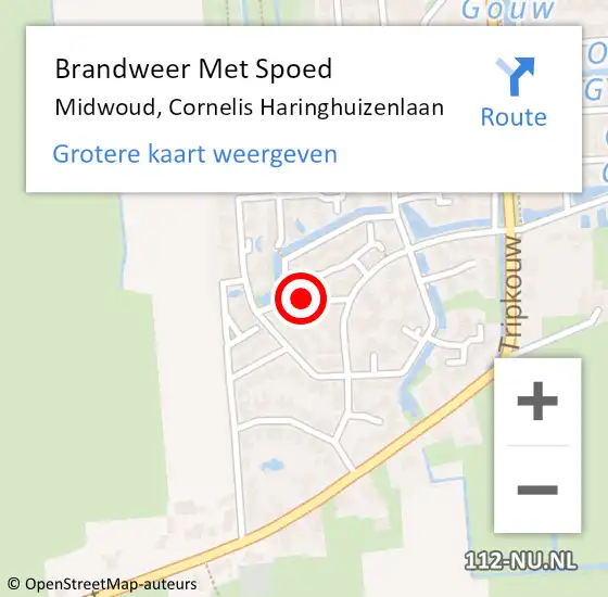 Locatie op kaart van de 112 melding: Brandweer Met Spoed Naar Midwoud, Cornelis Haringhuizenlaan op 31 december 2013 22:42