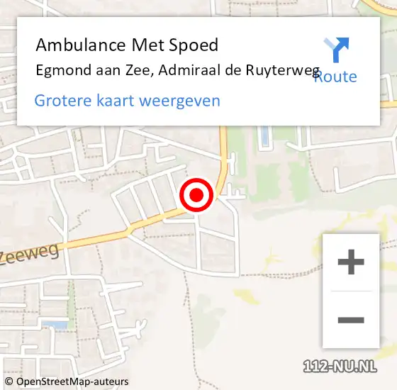 Locatie op kaart van de 112 melding: Ambulance Met Spoed Naar Egmond aan Zee, Admiraal de Ruyterweg op 3 november 2016 18:47