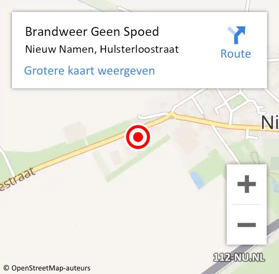 Locatie op kaart van de 112 melding: Brandweer Geen Spoed Naar Nieuw Namen, Hulsterloostraat op 3 november 2016 20:00