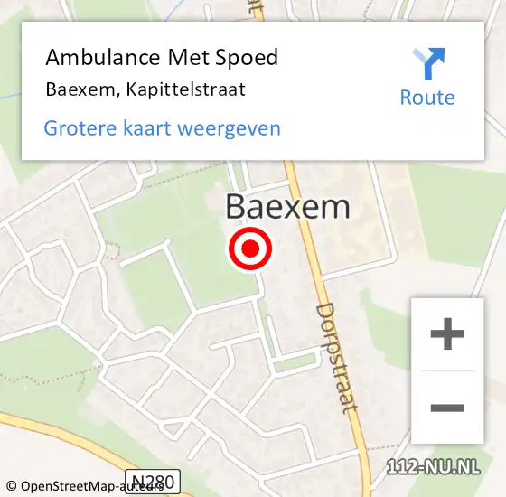Locatie op kaart van de 112 melding: Ambulance Met Spoed Naar Baexem, Kapittelstraat op 3 november 2016 20:04