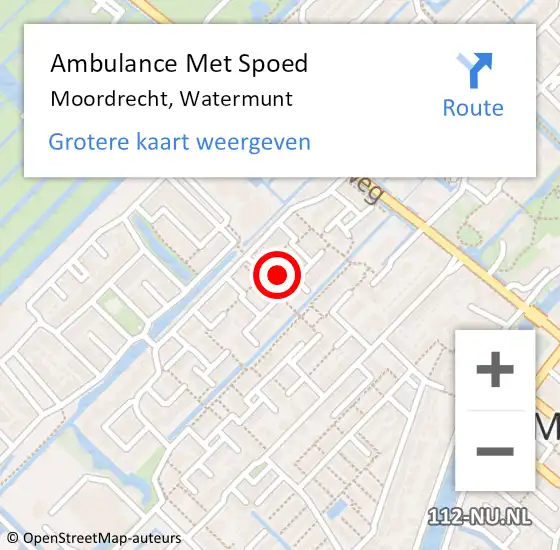 Locatie op kaart van de 112 melding: Ambulance Met Spoed Naar Moordrecht, Watermunt op 3 november 2016 20:13