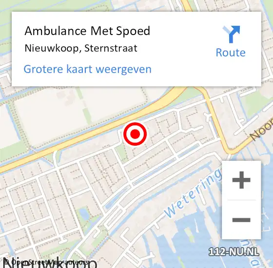 Locatie op kaart van de 112 melding: Ambulance Met Spoed Naar Nieuwkoop, Sternstraat op 3 november 2016 20:24