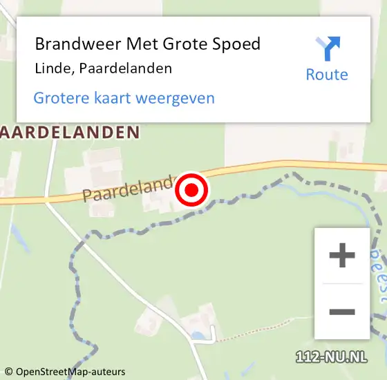 Locatie op kaart van de 112 melding: Brandweer Met Grote Spoed Naar Linde, Paardelanden op 3 november 2016 20:59