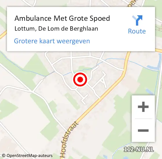 Locatie op kaart van de 112 melding: Ambulance Met Grote Spoed Naar Lottum, De Lom de Berghlaan op 3 november 2016 22:43