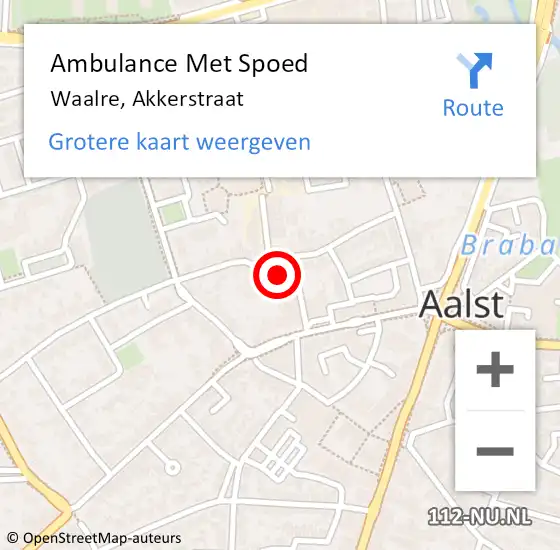 Locatie op kaart van de 112 melding: Ambulance Met Spoed Naar Waalre, Akkerstraat op 3 november 2016 23:59