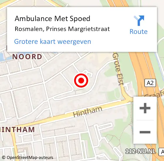 Locatie op kaart van de 112 melding: Ambulance Met Spoed Naar Rosmalen, Prinses Margrietstraat op 4 november 2016 00:37