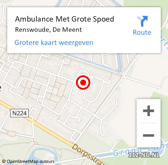 Locatie op kaart van de 112 melding: Ambulance Met Grote Spoed Naar Renswoude, De Meent op 4 november 2016 03:43