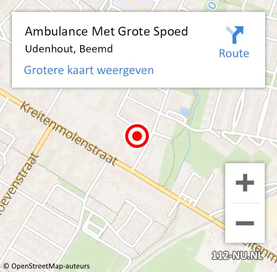 Locatie op kaart van de 112 melding: Ambulance Met Grote Spoed Naar Udenhout, Beemd op 4 november 2016 04:47