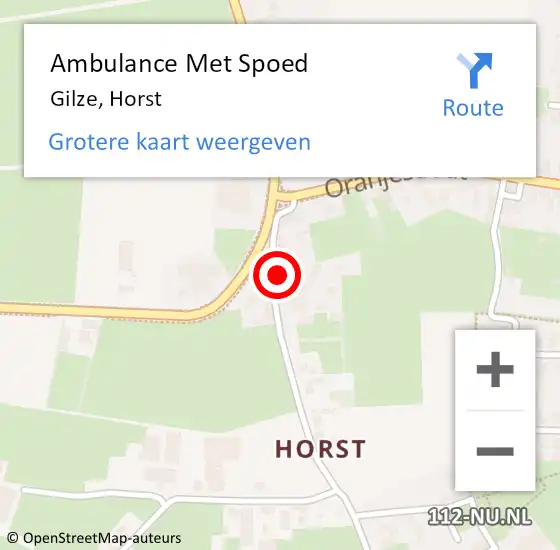 Locatie op kaart van de 112 melding: Ambulance Met Spoed Naar Gilze, Horst op 31 december 2013 23:01