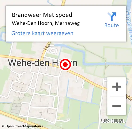 Locatie op kaart van de 112 melding: Brandweer Met Spoed Naar Wehe-Den Hoorn, Mernaweg op 31 december 2013 23:02