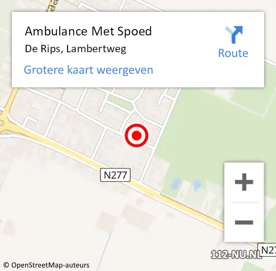 Locatie op kaart van de 112 melding: Ambulance Met Spoed Naar De Rips, Lambertweg op 4 november 2016 05:21