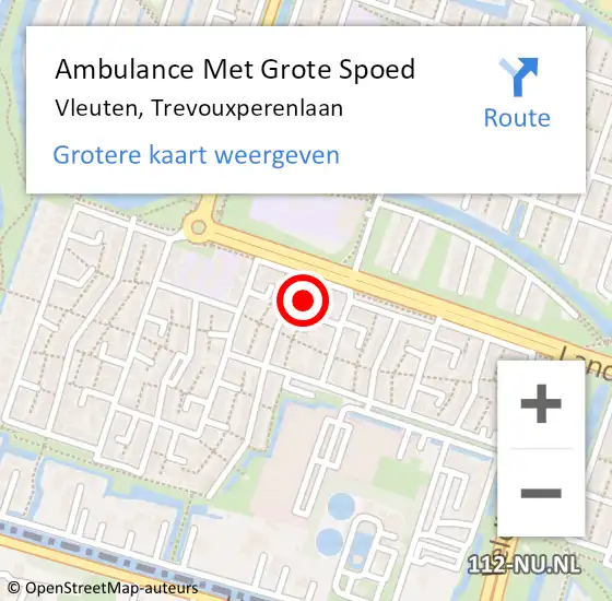 Locatie op kaart van de 112 melding: Ambulance Met Grote Spoed Naar Vleuten, Trevouxperenlaan op 4 november 2016 05:51