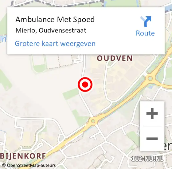 Locatie op kaart van de 112 melding: Ambulance Met Spoed Naar Mierlo, Oudvensestraat op 4 november 2016 06:08