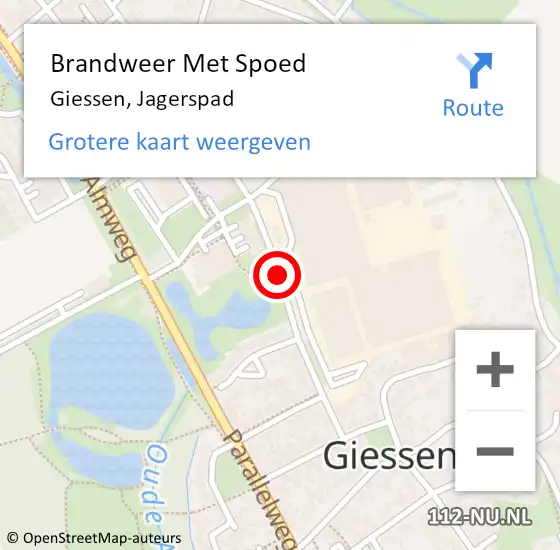 Locatie op kaart van de 112 melding: Brandweer Met Spoed Naar Giessen, Jagerspad op 31 december 2013 23:04