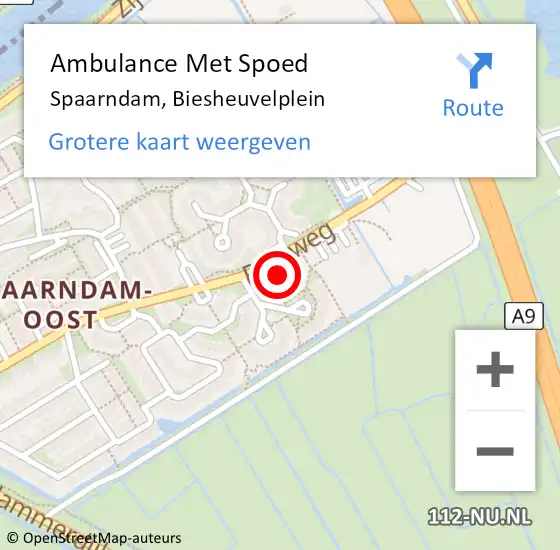 Locatie op kaart van de 112 melding: Ambulance Met Spoed Naar Spaarndam, Biesheuvelplein op 4 november 2016 08:35