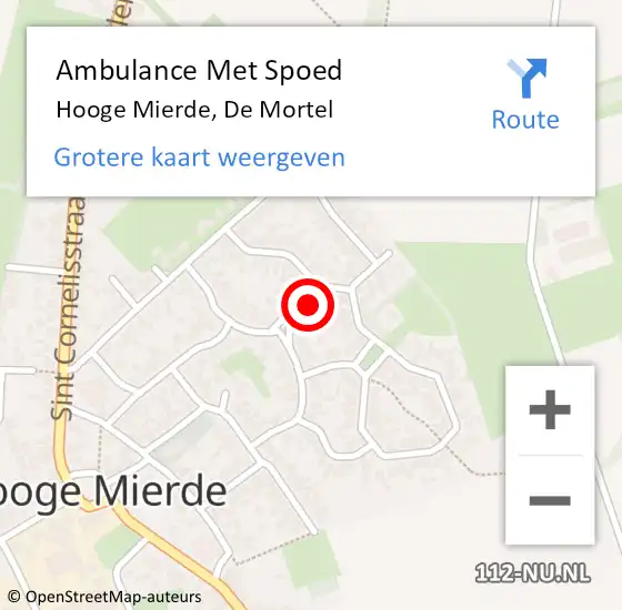 Locatie op kaart van de 112 melding: Ambulance Met Spoed Naar Hooge Mierde, De Mortel op 4 november 2016 08:42