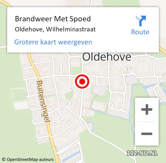 Locatie op kaart van de 112 melding: Brandweer Met Spoed Naar Oldehove, Wilhelminastraat op 31 december 2013 23:12