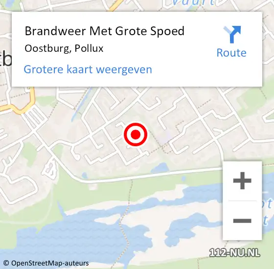 Locatie op kaart van de 112 melding: Brandweer Met Grote Spoed Naar Oostburg, Pollux op 4 november 2016 10:34