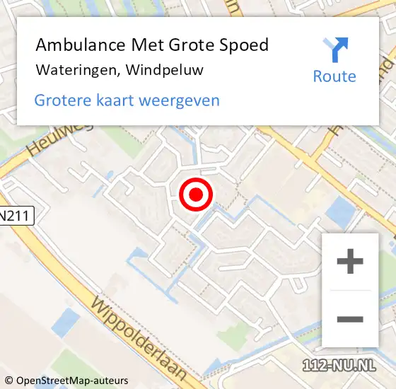 Locatie op kaart van de 112 melding: Ambulance Met Grote Spoed Naar Wateringen, Windpeluw op 4 november 2016 10:58