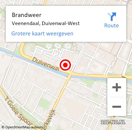 Locatie op kaart van de 112 melding: Brandweer Veenendaal, Duivenwal-West op 4 november 2016 11:12