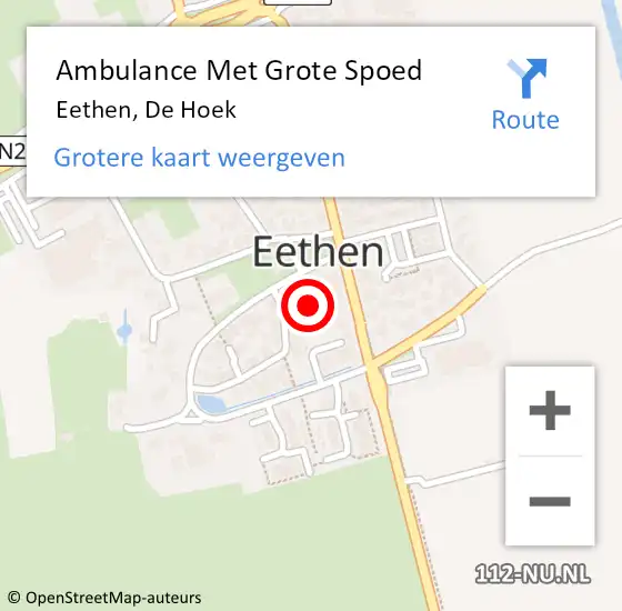 Locatie op kaart van de 112 melding: Ambulance Met Grote Spoed Naar Eethen, De Hoek op 4 november 2016 11:15