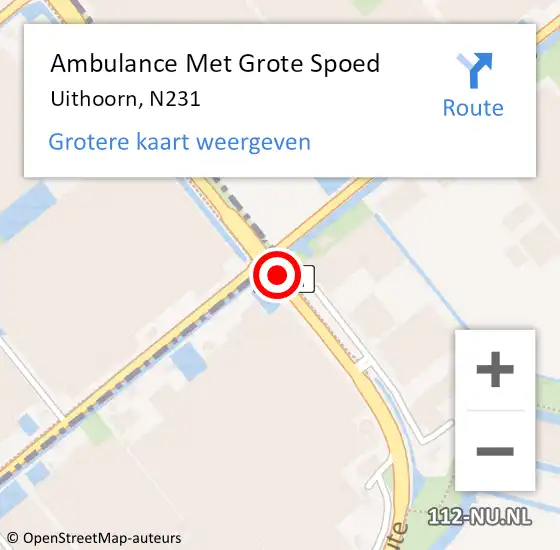 Locatie op kaart van de 112 melding: Ambulance Met Grote Spoed Naar Uithoorn, N231 op 4 november 2016 11:38