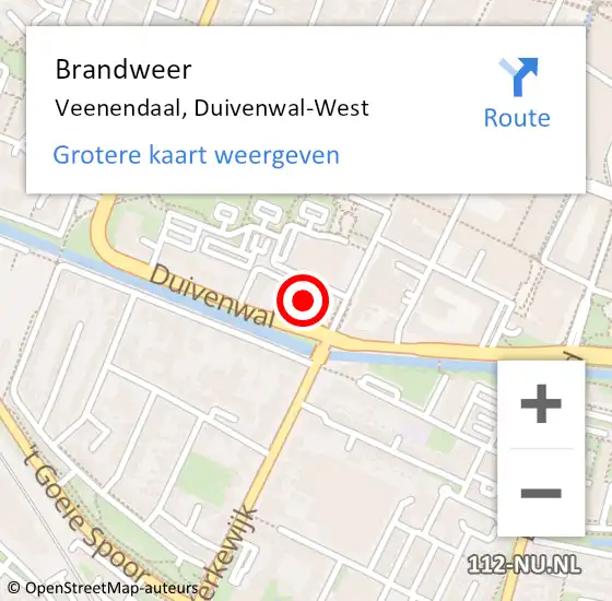 Locatie op kaart van de 112 melding: Brandweer Veenendaal, Duivenwal-West op 4 november 2016 11:42