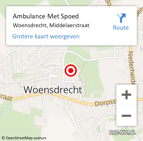 Locatie op kaart van de 112 melding: Ambulance Met Spoed Naar Woensdrecht, Middelaerstraat op 4 november 2016 12:01