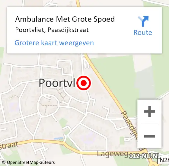 Locatie op kaart van de 112 melding: Ambulance Met Grote Spoed Naar Poortvliet, Paasdijkstraat op 4 november 2016 12:06