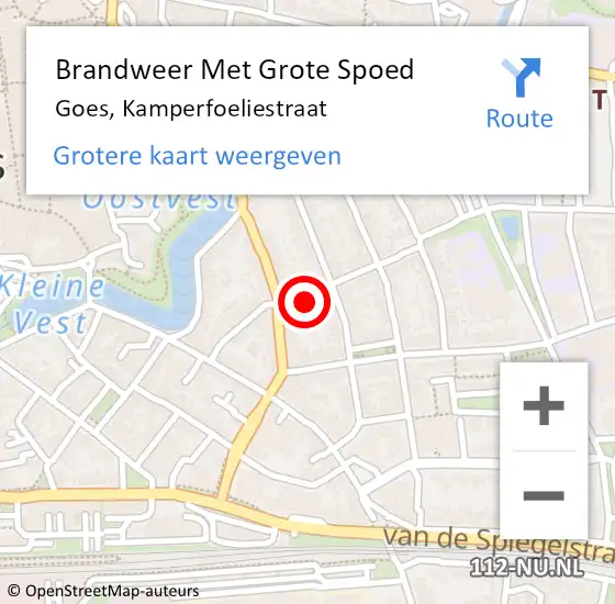 Locatie op kaart van de 112 melding: Brandweer Met Grote Spoed Naar Goes, Kamperfoeliestraat op 4 november 2016 12:35