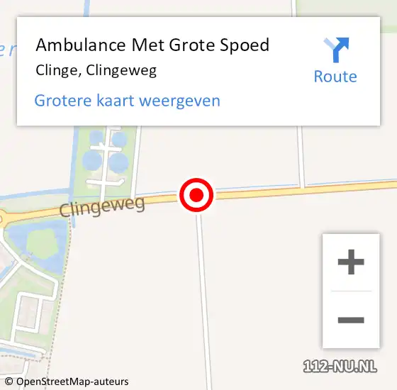 Locatie op kaart van de 112 melding: Ambulance Met Grote Spoed Naar Clinge, Clingeweg op 4 november 2016 13:24