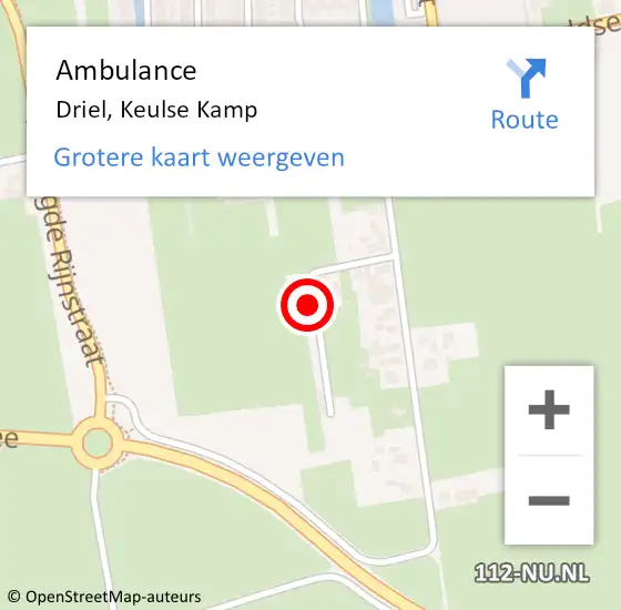 Locatie op kaart van de 112 melding: Ambulance Driel, Keulse Kamp op 4 november 2016 13:35