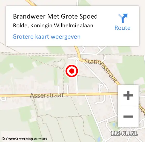 Locatie op kaart van de 112 melding: Brandweer Met Grote Spoed Naar Rolde, Koningin Wilhelminalaan op 4 november 2016 13:49