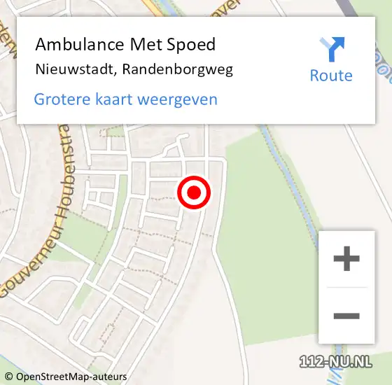 Locatie op kaart van de 112 melding: Ambulance Met Spoed Naar Nieuwstadt, Randenborgweg op 4 november 2016 14:08