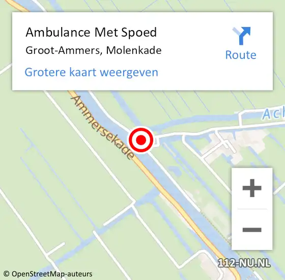 Locatie op kaart van de 112 melding: Ambulance Met Spoed Naar Groot-Ammers, Molenkade op 4 november 2016 14:10