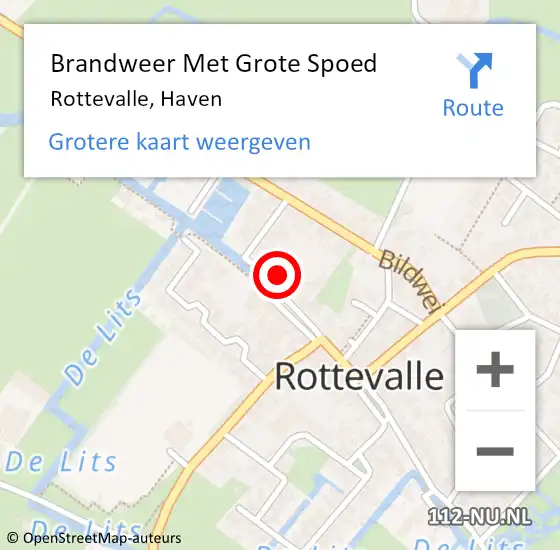 Locatie op kaart van de 112 melding: Brandweer Met Grote Spoed Naar Rottevalle, Haven op 31 december 2013 23:28