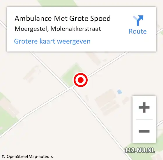 Locatie op kaart van de 112 melding: Ambulance Met Grote Spoed Naar Moergestel, Molenakkerstraat op 4 november 2016 14:35