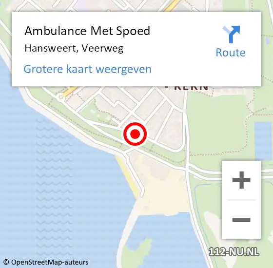 Locatie op kaart van de 112 melding: Ambulance Met Spoed Naar Hansweert, Veerweg op 4 november 2016 15:08