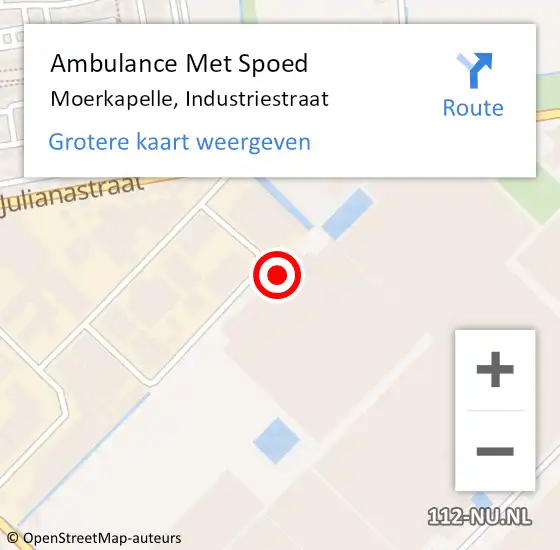 Locatie op kaart van de 112 melding: Ambulance Met Spoed Naar Moerkapelle, Industriestraat op 4 november 2016 15:10